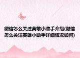 微信怎么關(guān)注英雄小助手介紹(微信怎么關(guān)注英雄小助手詳細(xì)情況如何)