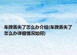 車牌丟失了怎么辦介紹(車牌丟失了怎么辦詳細情況如何)