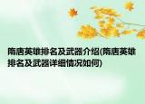 隋唐英雄排名及武器介紹(隋唐英雄排名及武器詳細情況如何)