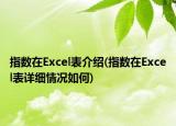 指數(shù)在Excel表介紹(指數(shù)在Excel表詳細情況如何)