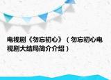 電視劇《勿忘初心》（勿忘初心電視劇大結(jié)局簡介介紹）