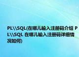 PL\SQL(在哪兒輸入注冊碼介紹 PL\SQL 在哪兒輸入注冊碼詳細情況如何)