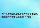 為什么設(shè)置動態(tài)壁紙沒有聲音（蘋果動態(tài)壁紙沒有聲音怎么設(shè)置簡介介紹）