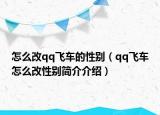 怎么改qq飛車的性別（qq飛車怎么改性別簡(jiǎn)介介紹）