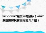 windows7黑屏只有鼠標(biāo)（win7系統(tǒng)黑屏只有鼠標(biāo)簡(jiǎn)介介紹）