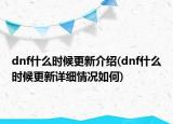 dnf什么時候更新介紹(dnf什么時候更新詳細(xì)情況如何)