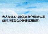 大人發(fā)燒37.5度怎么辦介紹(大人發(fā)燒37.5度怎么辦詳細(xì)情況如何)