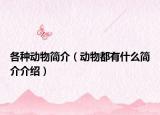 各種動物簡介（動物都有什么簡介介紹）