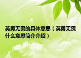 英勇無畏的具體意思（英勇無畏什么意思簡介介紹）