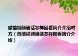 微信視頻通話怎樣回看簡(jiǎn)介介紹對(duì)方（微信視頻通話怎樣回看簡(jiǎn)介介紹）