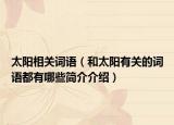 太陽相關(guān)詞語（和太陽有關(guān)的詞語都有哪些簡介介紹）