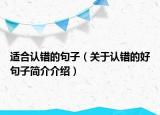 適合認錯的句子（關于認錯的好句子簡介介紹）