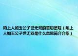 陌上人如玉公子世無雙的意思是啥（陌上人如玉公子世無雙是什么意思簡介介紹）