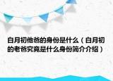 白月初他爸的身份是什么（白月初的老爸究竟是什么身份簡介介紹）