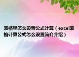 表格里怎么設(shè)置公式計(jì)算（excel表格計(jì)算公式怎么設(shè)置簡介介紹）