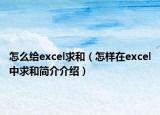 怎么給excel求和（怎樣在excel中求和簡介介紹）