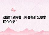 這是什么陣容（陣容是什么意思簡介介紹）