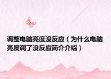 調(diào)整電腦亮度沒反應(yīng)（為什么電腦亮度調(diào)了沒反應(yīng)簡介介紹）