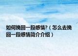 如何挽回一段感情?（怎么去挽回一段感情簡(jiǎn)介介紹）