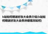 b站如何贈送好友大會員介紹(b站如何贈送好友大會員詳細情況如何)