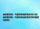 城府歌詞有一句是你的城府有多深介紹(城府歌詞有一句是你的城府有多深詳細情況如何)