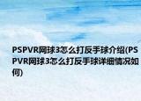 PSPVR網(wǎng)球3怎么打反手球介紹(PSPVR網(wǎng)球3怎么打反手球詳細(xì)情況如何)