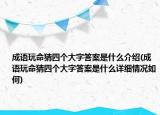 成語玩命猜四個大字答案是什么介紹(成語玩命猜四個大字答案是什么詳細情況如何)