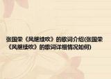 張國榮《風(fēng)繼續(xù)吹》的歌詞介紹(張國榮《風(fēng)繼續(xù)吹》的歌詞詳細情況如何)