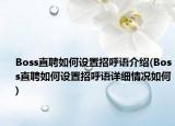 Boss直聘如何設(shè)置招呼語介紹(Boss直聘如何設(shè)置招呼語詳細(xì)情況如何)