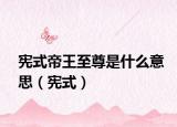 憲式帝王至尊是什么意思（憲式）