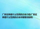 廣發(fā)證券是什么性質(zhì)的企業(yè)介紹(廣發(fā)證券是什么性質(zhì)的企業(yè)詳細(xì)情況如何)