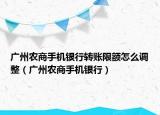 廣州農(nóng)商手機(jī)銀行轉(zhuǎn)賬限額怎么調(diào)整（廣州農(nóng)商手機(jī)銀行）