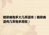 糖尿病有多大幾率遺傳（糖尿病遺傳幾率有多高呢）
