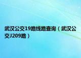 武漢公交19路線路查詢（武漢公交J209路）