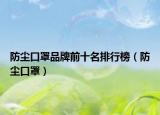 防塵口罩品牌前十名排行榜（防塵口罩）