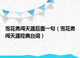 雪花勇闖天涯后面一句（雪花勇闖天涯經(jīng)典臺詞）