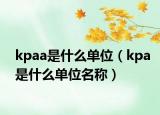 kpaa是什么單位（kpa是什么單位名稱）