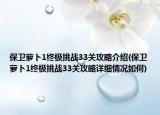 保衛(wèi)蘿卜1終極挑戰(zhàn)33關(guān)攻略介紹(保衛(wèi)蘿卜1終極挑戰(zhàn)33關(guān)攻略詳細(xì)情況如何)