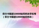 農(nóng)行卡限額10000如何修改手機(jī)號(hào)（農(nóng)行卡限額10000如何修改）