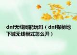 dnf無線網(wǎng)能玩嗎（dnf探秘地下城無線模式怎么開）