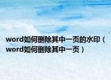 word如何刪除其中一頁的水印（word如何刪除其中一頁）