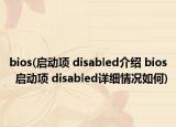 bios(啟動項 disabled介紹 bios  啟動項 disabled詳細(xì)情況如何)