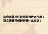 聯(lián)合國非常任理事國有什么作用（聯(lián)合國非常任理事國什么意思）