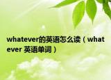 whatever的英語(yǔ)怎么讀（whatever 英語(yǔ)單詞）