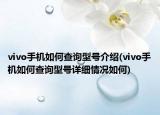 vivo手機如何查詢型號介紹(vivo手機如何查詢型號詳細(xì)情況如何)