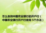 怎么查詢中國農(nóng)業(yè)銀行的開戶行（中國農(nóng)業(yè)銀行開戶行查詢 5個辦法）
