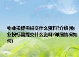 物業(yè)投標需提交什么資料?介紹(物業(yè)投標需提交什么資料?詳細情況如何)