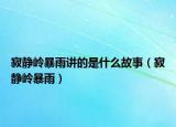 寂靜嶺暴雨講的是什么故事（寂靜嶺暴雨）
