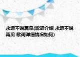 永遠不說再見(歌詞介紹 永遠不說再見 歌詞詳細情況如何)