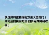 快速咸鴨蛋的腌制方法大全竅門（咸鴨蛋的腌制方法 四步完成腌制過程）